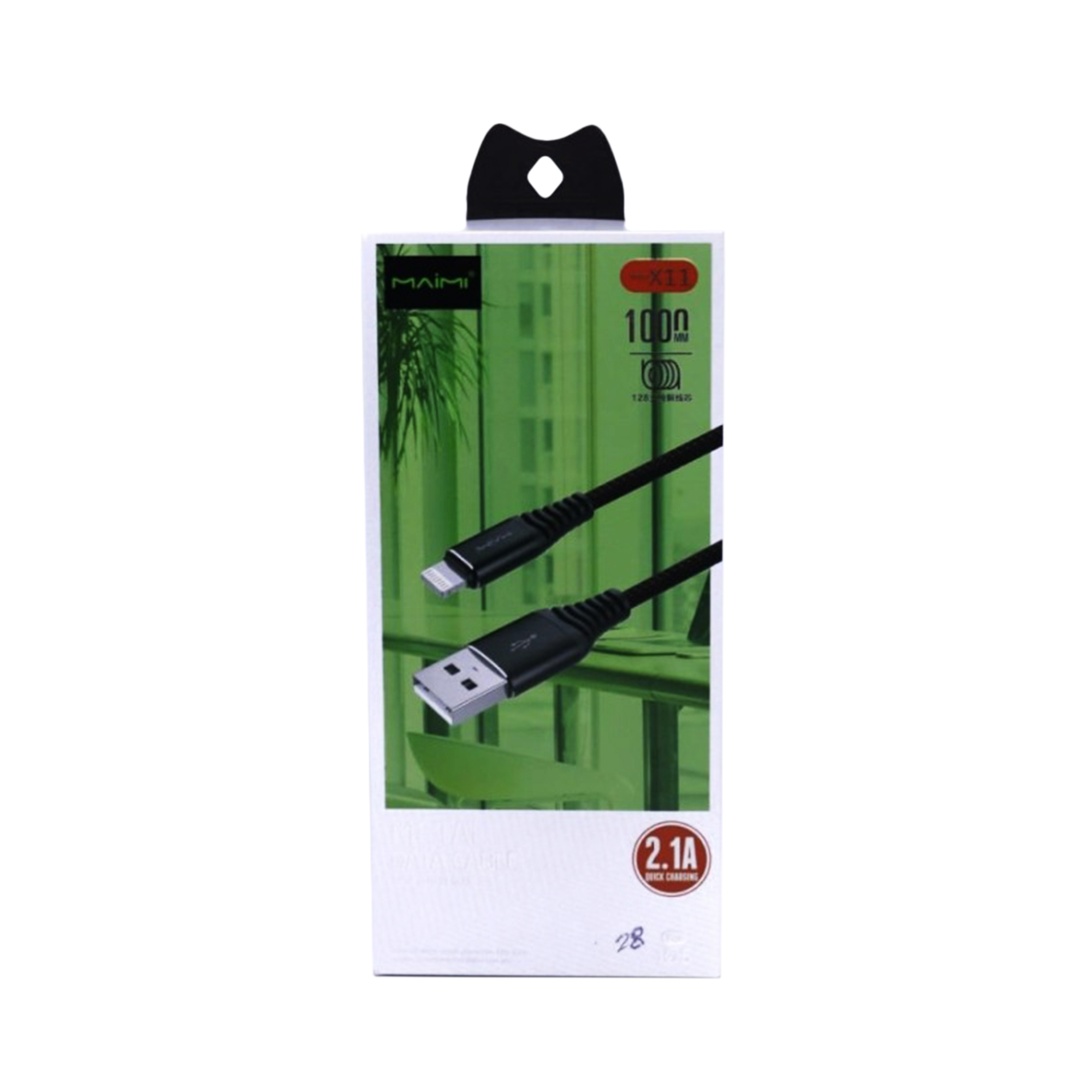 KABEL DATA MAIMI X11-IOS-1M-BLACK/RED- 2.1A/3.3A CHARGING SPEED -METAL ZINC ALLOY COVER + NYLON BRAIED ORIGINAL